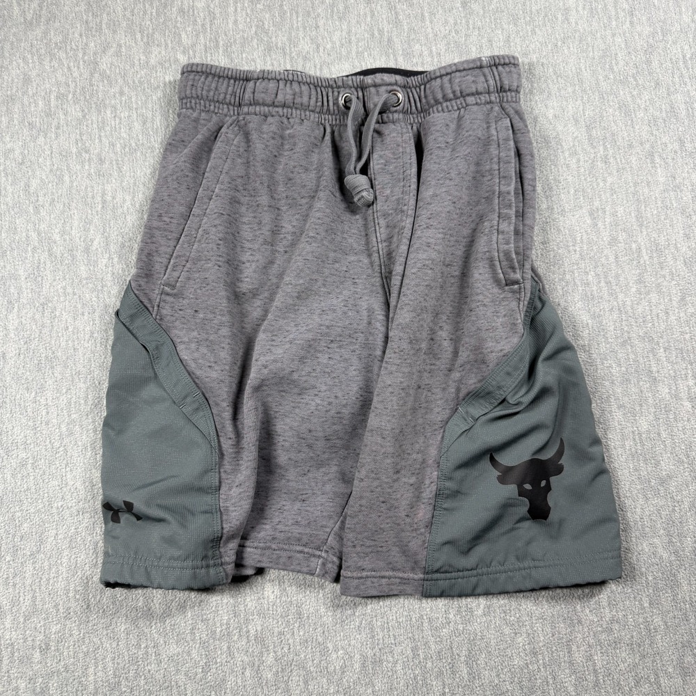 Under Armour Shorts Men Small Gray Project Rock Terry Fleece Gym Athletic Traini